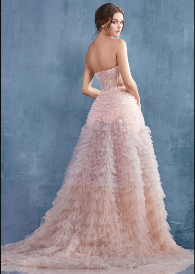 Beautiful Sweetheart Corset Ball Gown Pink Layered Tulle Wedding Dresses Tulle Princess Party Gown WD10427