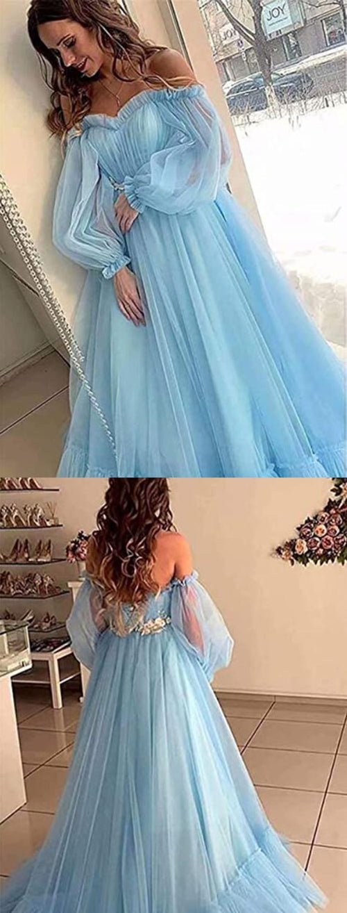 Romantic Tulle Pink/Blue dress for evening ,wedding Party Dress photography PL07046