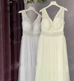 Boho Wedding Dresses 2021 V Neck Beach Lace Bridal Wedding Gowns Elegant Bohemian Tulle A Line Bridal Dress