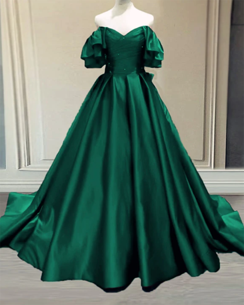 Dark Green Long Formal Wedding Party Dress ,Evening long Dresses 2022