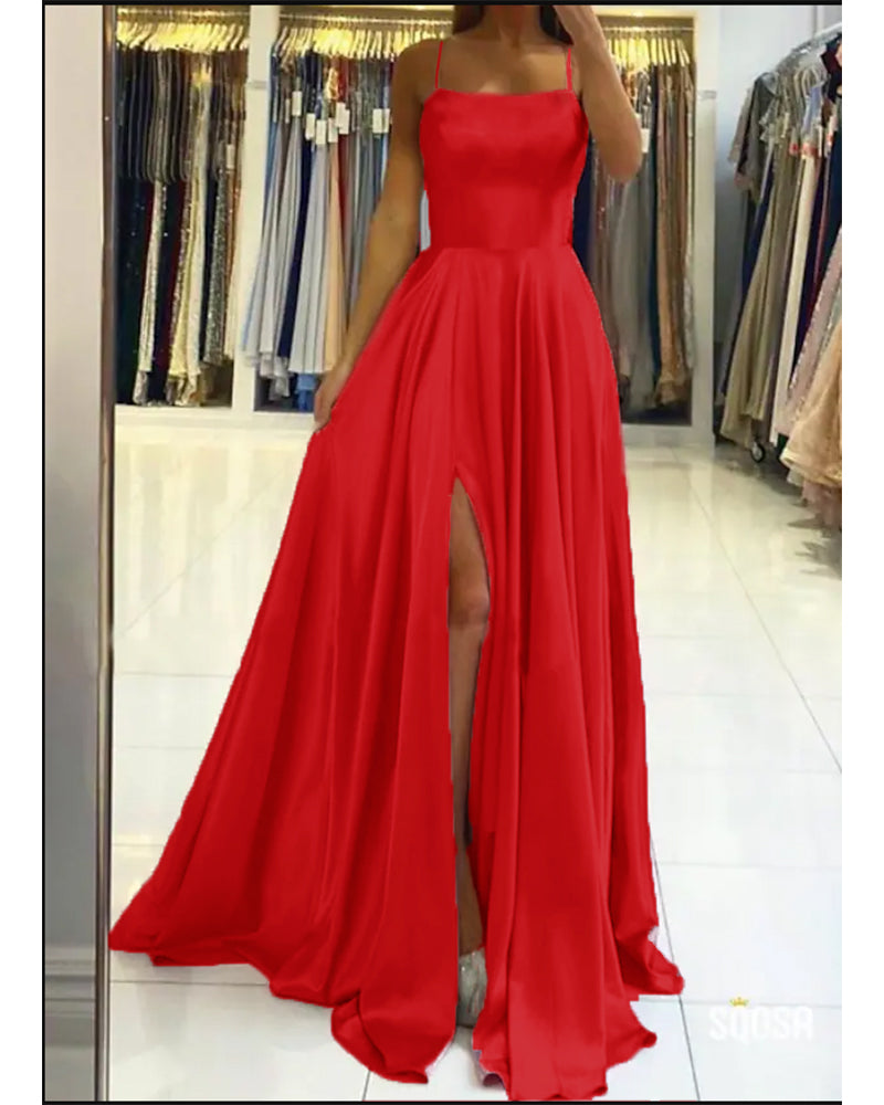 Sexy Slit Leg Red Prom Dress Long Homecoming Dress Paty Gown Girls  grad Dress PL11123