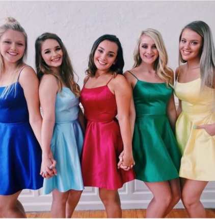 Cute New 2022 Satin A Line Emerald Green Homecoming Dress  2021 SP10901