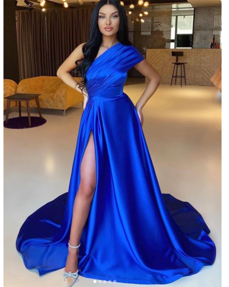 Elegant One Shoulder Wedding Party Dress Long Women Formal Evening Gowns 2022 PL2283