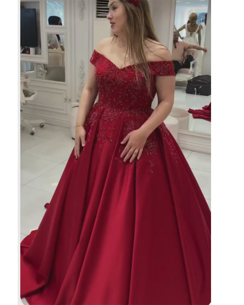 2023 Burgundy Wine Wedding Dress  Ball Gown with Beading