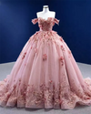 Beautiful Off The Shoulder Lace Appliqued  Pink Quinceanera Dress  Ball Gown PL1214