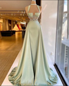 Arabic Sage Green Satin Sexy  Hater  Mermaid Long Dress PL31121