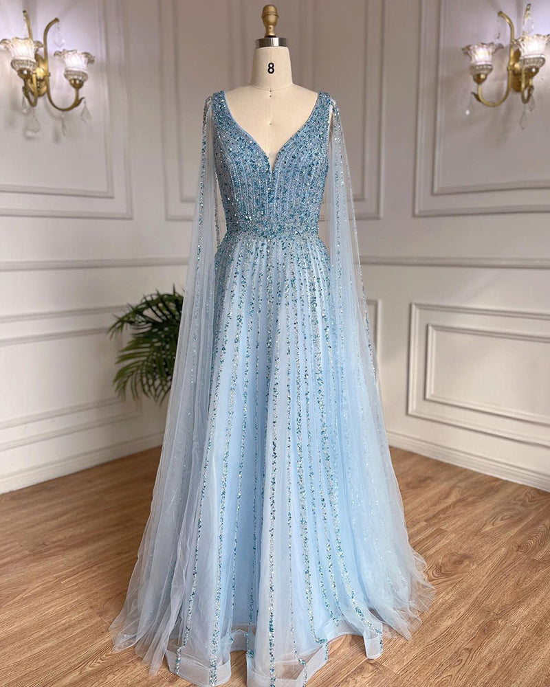 Dark Green Beading Sequin Luxry Arabic Long Evening Dress PL3129