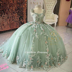 Fancy Beautiful Prom Dress Mint Green Girls Ball Gown Quinceanera Gown