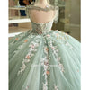 Fancy Beautiful Prom Dress Mint Green Girls Ball Gown Quinceanera Gown
