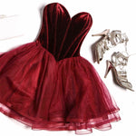Corset Sweetheart Burgundy Short Velvet Cocktail dress Junior Party Gown Homecoming Dress 2020