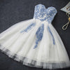 SP547 Chic Lace Ivory and Blue Short Prom Dress,Cocktail Party Gown,Semi formal Homecoming Dress
