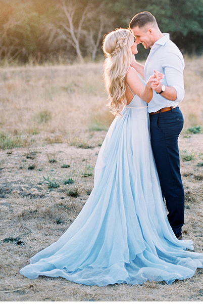 Flowing Chiffon Blue V Neck Long Split Prom Dresses Formal Evening Gown ,Bohemian Wedding Dress PL214