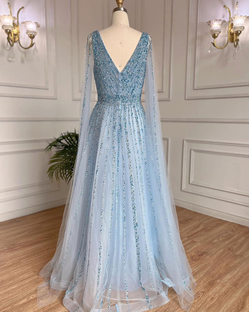 Dark Green Beading Sequin Luxry Arabic Long Evening Dress PL3129