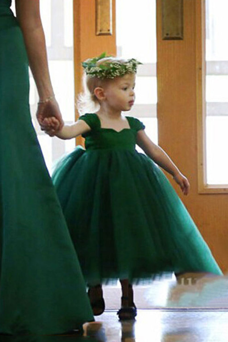 Forest green flower girl dresses top