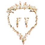 necklace earrings set  jewelry set bridal wedding crystal flower style women party jewelry accessories