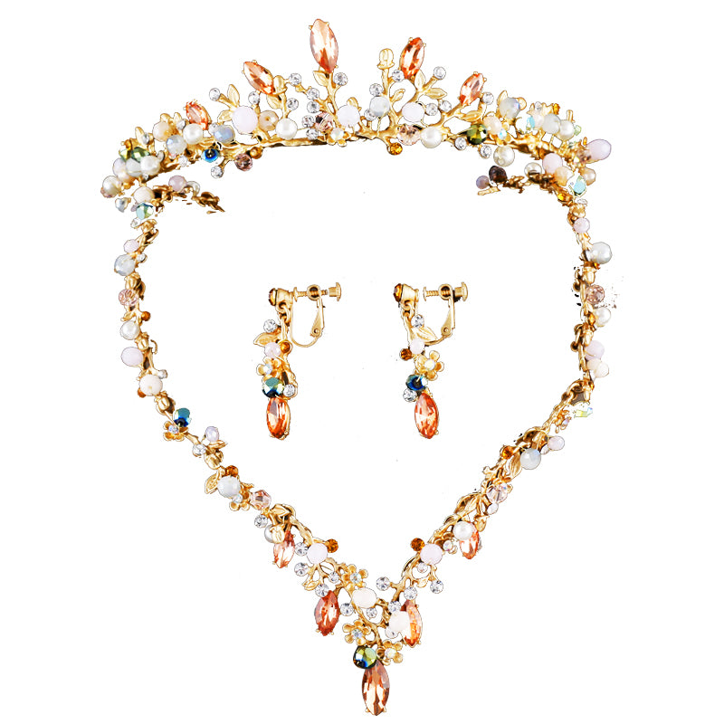 necklace earrings set  jewelry set bridal wedding crystal flower style women party jewelry accessories
