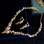 necklace earrings set  jewelry set bridal wedding crystal flower style women party jewelry accessories