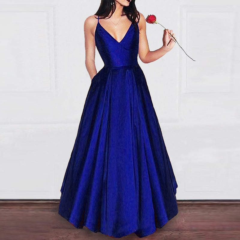 Amazing Elegant A Line Dark Red Satin Prom dress Girls Graduation Gown 2022 Party Dress LP856