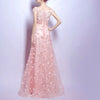Gorgeous Coral Pink Short Sleeves Girl Prom Dresses Long with Lace Flowers 2020 Evening Party Gown LP6610