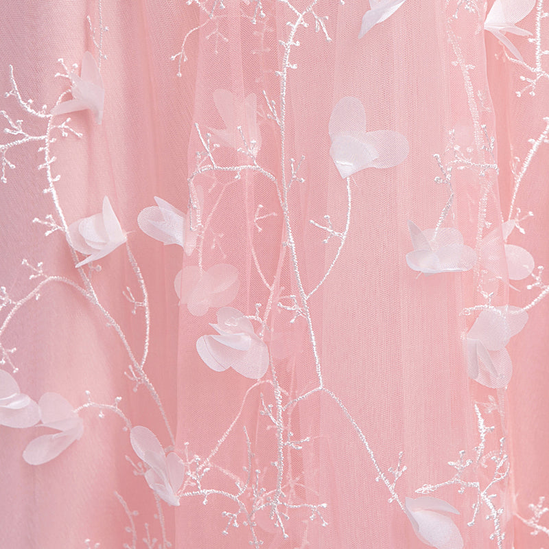 Gorgeous Coral Pink Short Sleeves Girl Prom Dresses Long with Lace Flowers 2020 Evening Party Gown LP6610