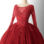SP2478 Long Sleeves Burgundy Prom Dress Short Homecoming Dress Graduation Gown 2018 with Lace and Beading