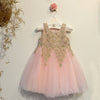 SP2365 Cute Lace Appliqued Champagne Pink Flower Girl Dress,Child Birthday party Gown Knee Length,Ball Gown Communion Gown
