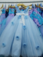 Lovely Blue Flower Girl Dress Kids Party Dress, Little Girls Birthday Dress ,Wedding Dress for Girls FG1015