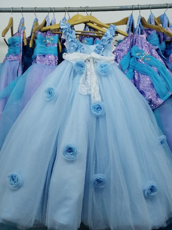 Lovely Blue Flower Girl Dress Kids Party Dress, Little Girls Birthday Dress ,Wedding Dress for Girls FG1015