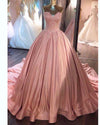 Amazing Sweetheart Lace Satin Blush Pink Wedding Dress, Ball Gown Prom Formal Gown PL10504