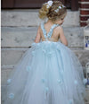 Lovely Blue Flower Girl Dress Kids Party Dress, Little Girls Birthday Dress ,Wedding Dress for Girls FG1015
