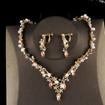 necklace earrings set  jewelry set bridal wedding crystal flower style women party jewelry accessories