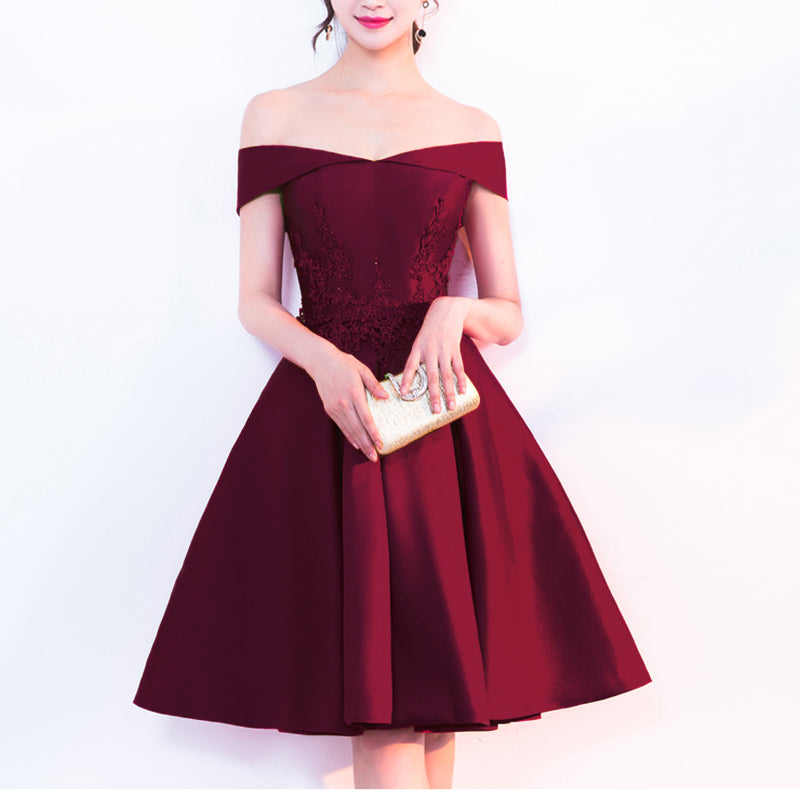 Dark Red A Line Short Prom Graduation Dress Girls Junior Prom for 8th Grade Homecoming 2022