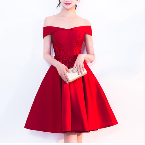 Dark Red A Line Short Prom Graduation Dress Girls Junior Prom for 8th Grade Homecoming 2022