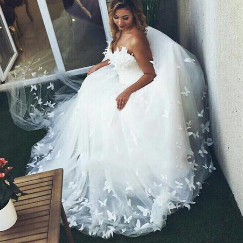 WD3358 Romantic Custom made Butterfly Wedding Dress Sweetheart Ball Gown Princess Bridal Dresses 2018