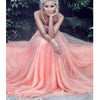 LP1581 Coral Pink Sweetheart Lace Appliqued Prom Dress A Line Girls Formal Gown Pageant Dress Long