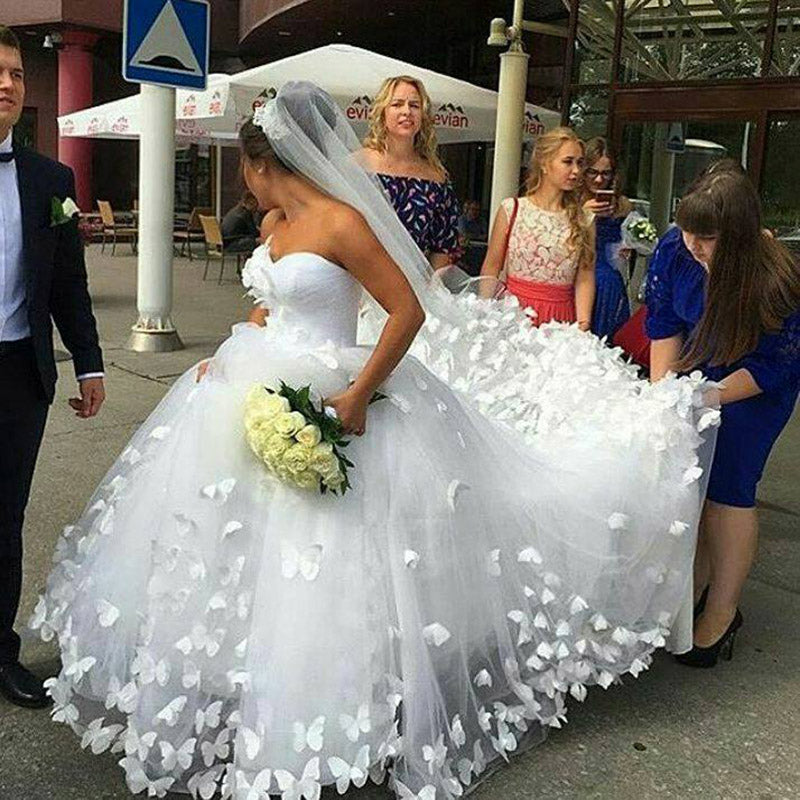 Romantic Butterflies Sweetheart Neck Princess Wedding Gown Bridal Dress 2020 Hochzeitskleid LP7983
