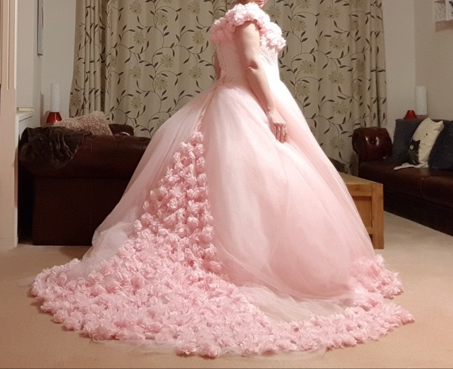 Red Ball Gown Quinceanera Dress Girls Sweet 16 Debutante Gown Flower Wedding Dress LP0508