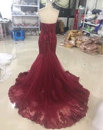 Appliqued Sequins Gold Long Evening Dresses Mermaid Sweetheart Women Evening Party Dresses LP175