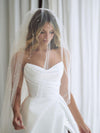 Elegant Sweetheart Ivory Satin A Line Wedding Dresses ,Bridal Gown with slit WD10911