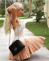 Beautiful Spaghetti Straps Coral Short Prom Dress,Cocktail Gown With Ivory Lace SP0708