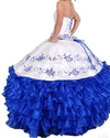 Corset Sweetheart Wedding Dress,Royal Blue and White Ball Goqn Quinceanera Dress PL0710