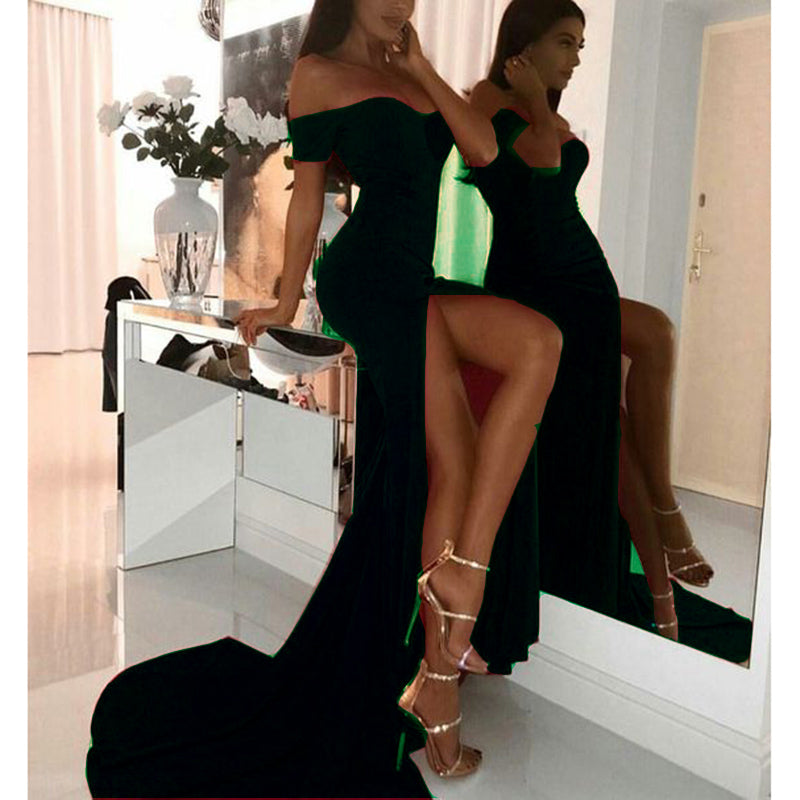 Intriguing Spandex Sheath Sexy Burgundy Prom Dresses Long Evening Party Gown Slit Leg 2020 Spring