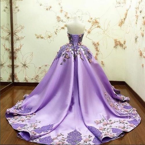 Lilac Floral Print Pattern Ball Gown Prom Party Dress,Sweetheart Wedding Dress,Quinceanra Gown PL07056