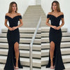 Elegant Black Evening Dress Women Long Party Prom Gown with Sexy Slit Leg LP0551