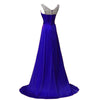 Elegant Long Evening Dresses Scoop Neck Beading Burgundy Prom Dresses