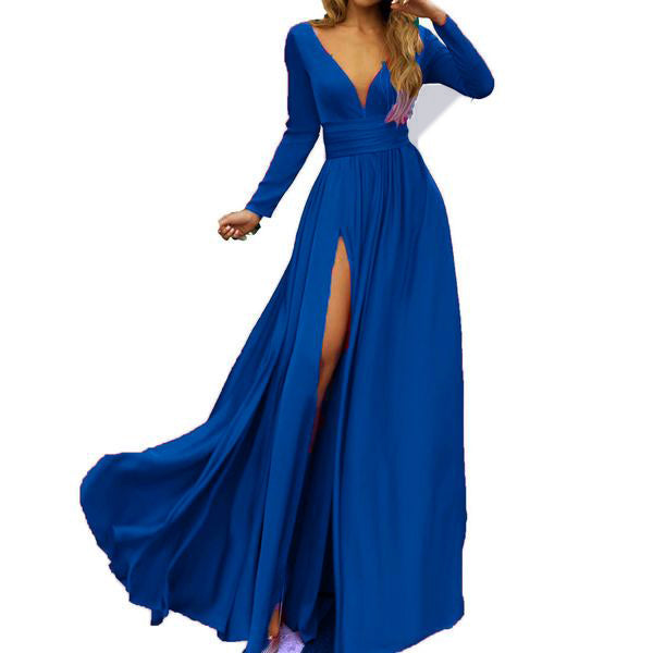 LP887 Emerald  Sexy Deep V Neck Long Sleeves Evening Dresses Long Formal Party Gowns ,floor Length Prom dresses women Ball Dress