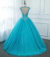 Siaoryne Glitter Sequin Crystal Turquoise Blue Cap Sleeves Ball Gown Prom Dress Sweet 15 Dress Quinceanera PL20111