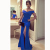 Red Long women Prom Dress Fitted Off the Shoulder Evening Gown with Slit Floor Length Vestido De Festa 2018 LP4468