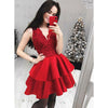 Lovely A Line V Neck Short Prom Burgundy Homecoming Dress Junior 8th grade Graduation Semi Gown SP881