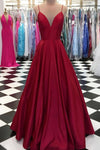 New Elegant Dark Red Burgundy Spaghetti Straps Long Graduation Dress Girls Formal Outfit Dance Party Gown PL10314